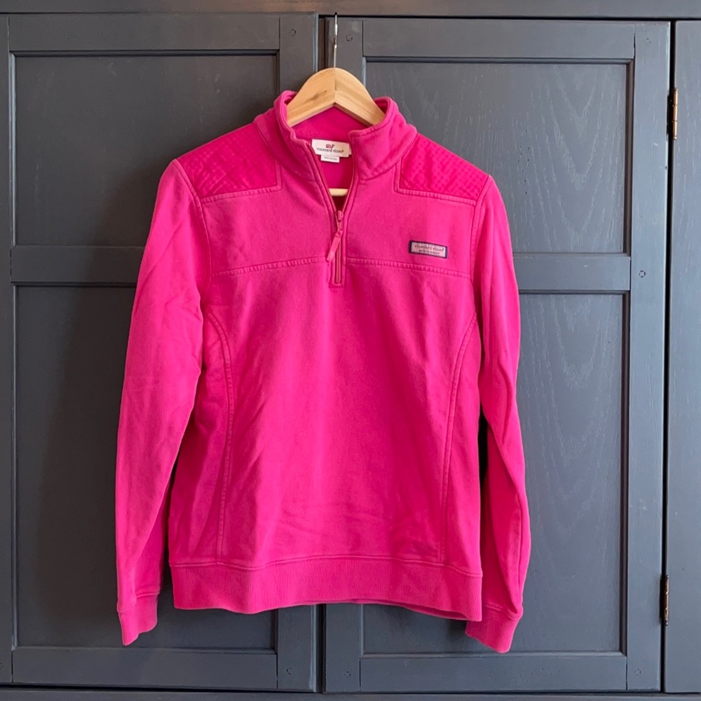 Vineyard Vines 1/4 Zip Shep Shirt (M) Hot Pink